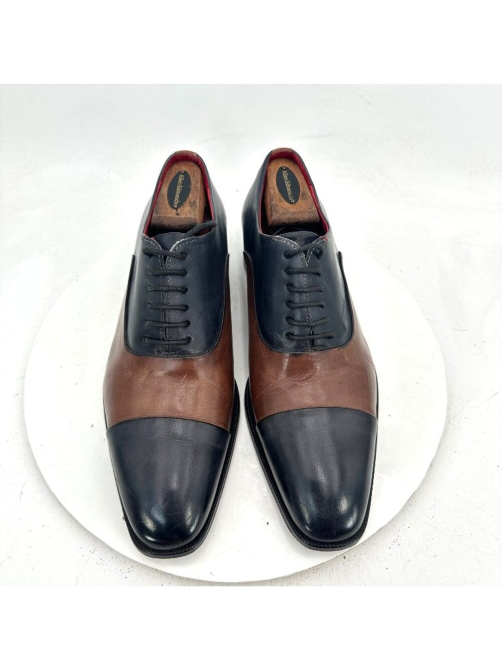 Leonardo Men Size EU 41 US 8 Black Brown Leather Cap Toe Derby Dress Shoes